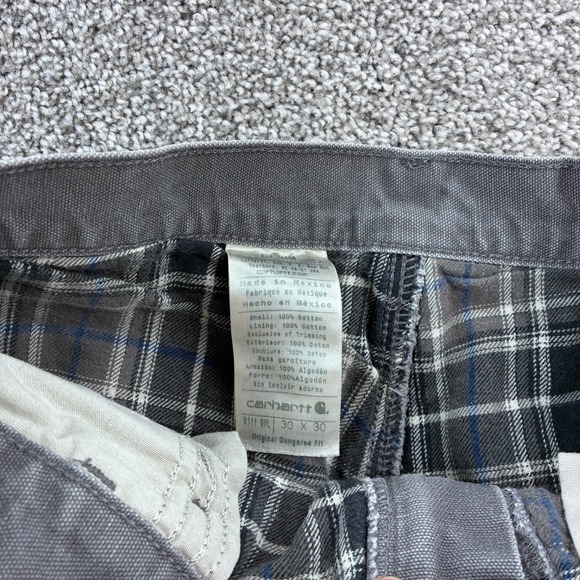 Vintage Carhartt Carpenter Pants Mens 30x30 Gray Flannel Lined Canvas B111 GVL - Picture 3 of 6